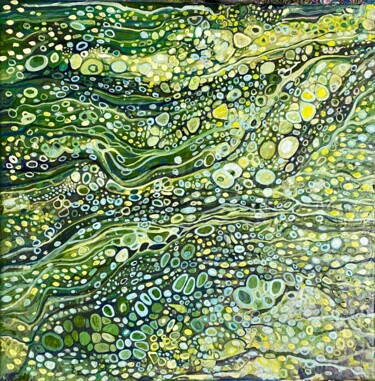 Peinture intitulée "Abstract green oil…" par Julia Brinkfrau, Œuvre d'art originale, Huile