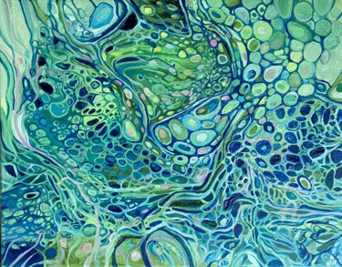 Peinture intitulée "Abstract art green…" par Julia Brinkfrau, Œuvre d'art originale, Huile