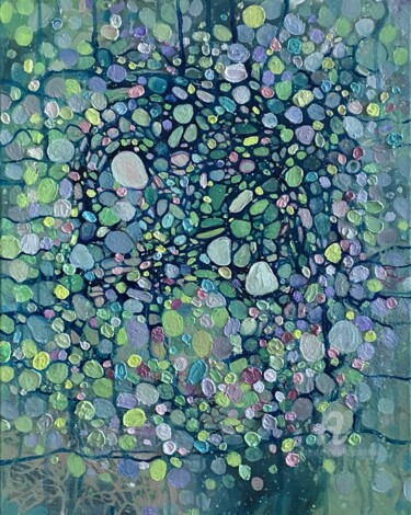 Pintura titulada "abstract green blue…" por Julia Brinkfrau, Obra de arte original, Oleo