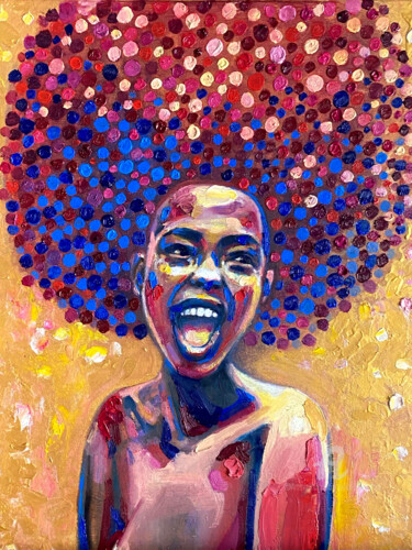 "Black woman portrai…" başlıklı Tablo Julia Brinkfrau tarafından, Orijinal sanat, Petrol
