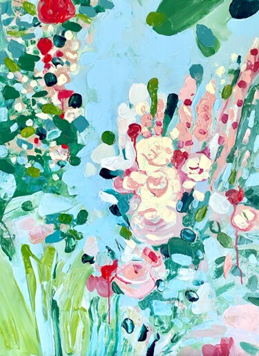 Painting titled "Large abstract flor…" by Julia Brinkfrau, Original Artwork, Acrylic