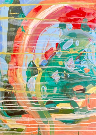 Pittura intitolato "Large colorful abst…" da Julia Brinkfrau, Opera d'arte originale, Acrilico