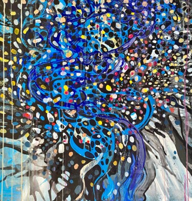 Malerei mit dem Titel "Large abstract blue…" von Julia Brinkfrau, Original-Kunstwerk, Acryl