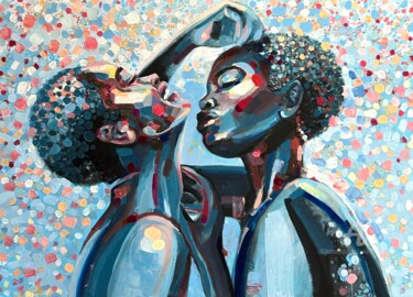 Painting titled "black lesbian coupl…" by Julia Brinkfrau, Original Artwork, Acrylic