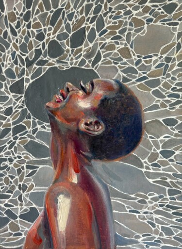 Pittura intitolato "black woman portrai…" da Julia Brinkfrau, Opera d'arte originale, Olio