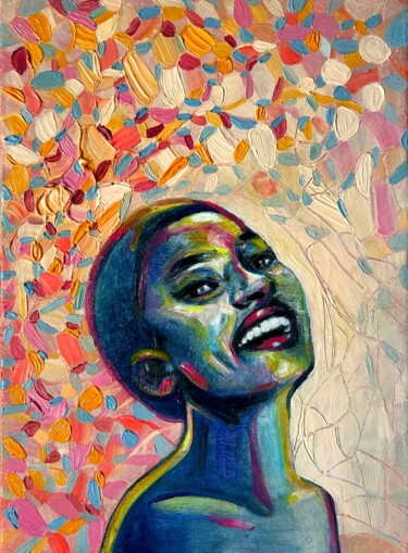 Painting titled "Colorful portrait a…" by Julia Brinkfrau, Original Artwork, Oil