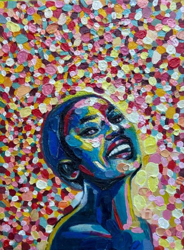 Malerei mit dem Titel "black woman colorfu…" von Julia Brinkfrau, Original-Kunstwerk, Öl