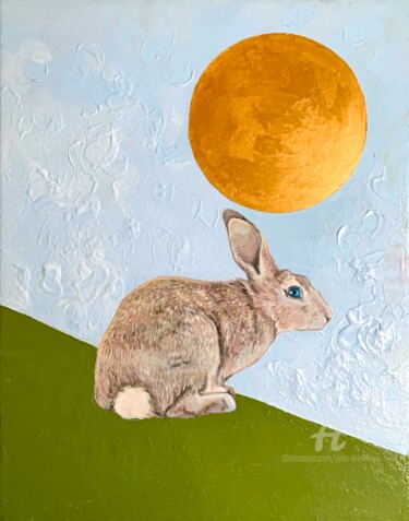 Painting titled "Spring hare painting" by Julia Brinkfrau, Original Artwork, Acrylic