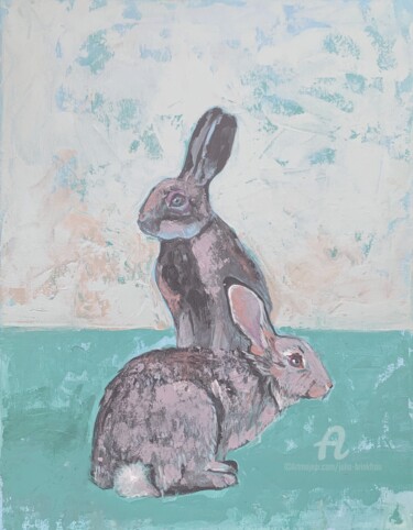 Painting titled "Hare painting" by Julia Brinkfrau, Original Artwork, Acrylic