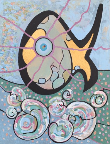 Картина под названием "Fish painting" - Julia Brinkfrau, Подлинное произведение искусства, Акрил