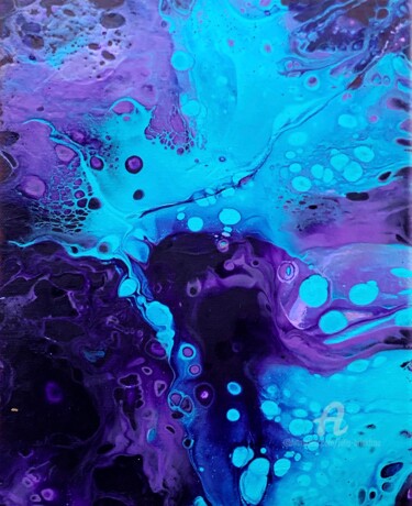 Картина под названием "Purple turquoise sm…" - Julia Brinkfrau, Подлинное произведение искусства, Акрил