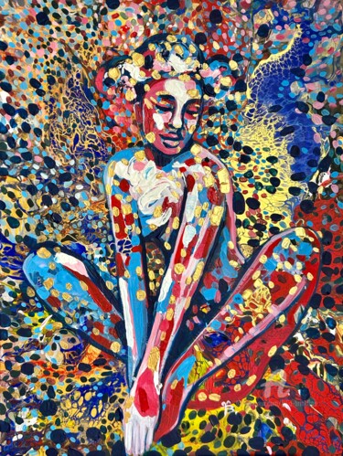 Картина под названием "Boring geisha abstr…" - Julia Brinkfrau, Подлинное произведение искусства, Акрил