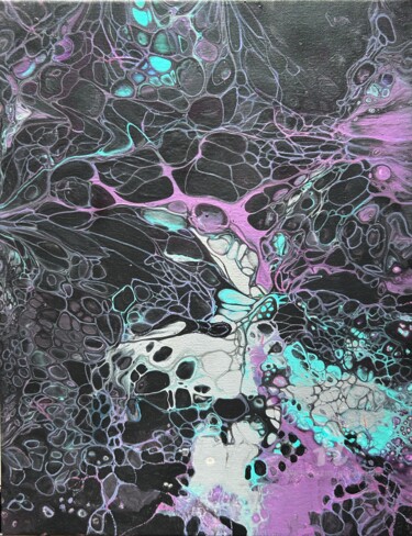 Malerei mit dem Titel "Black lilac türkis…" von Julia Brinkfrau, Original-Kunstwerk, Acryl