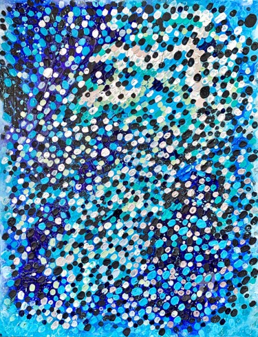 Schilderij getiteld "Large blue textured…" door Julia Brinkfrau, Origineel Kunstwerk, Acryl