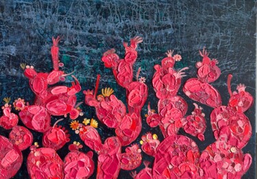 Peinture intitulée "Cactus red indigo b…" par Julia Brinkfrau, Œuvre d'art originale, Acrylique