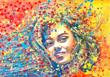 Картина под названием "Colorful portrait p…" - Julia Brinkfrau, Подлинное произведение искусства, Акрил