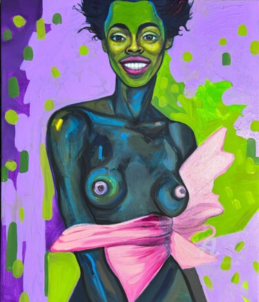 Картина под названием "Colorful black woma…" - Julia Brinkfrau, Подлинное произведение искусства, Акрил