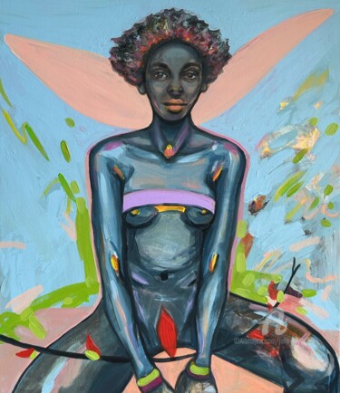 Malerei mit dem Titel "Colorful woman body…" von Julia Brinkfrau, Original-Kunstwerk, Acryl