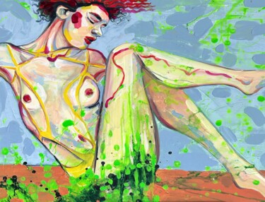 Painting titled "nude woman body pai…" by Julia Brinkfrau, Original Artwork, Acrylic