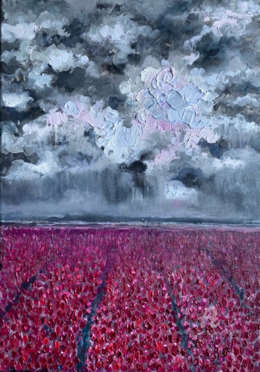 Pintura intitulada "Abstract cloud tuli…" por Julia Brinkfrau, Obras de arte originais, Acrílico