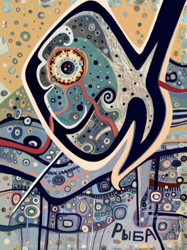 Картина под названием "Abstract fish" - Julia Brinkfrau, Подлинное произведение искусства, Гуашь