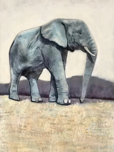 Картина под названием "Elephant painting" - Julia Brinkfrau, Подлинное произведение искусства, Карандаш