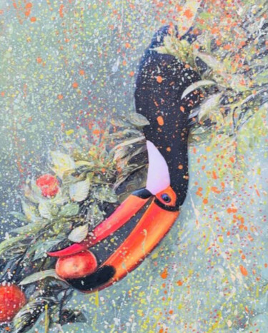 Pintura titulada "Bird toucan small p…" por Julia Brinkfrau, Obra de arte original, Acrílico