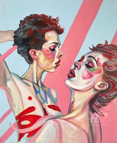 Картина под названием "Two women" - Julia Brinkfrau, Подлинное произведение искусства, Акрил