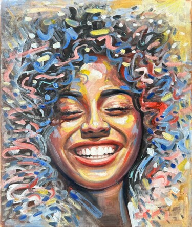 Painting titled "Colorful joyful wom…" by Julia Brinkfrau, Original Artwork, Acrylic