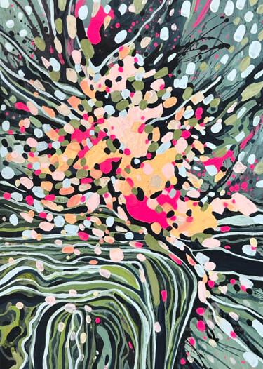 Peinture intitulée "Large bright peach…" par Julia Brinkfrau, Œuvre d'art originale, Acrylique