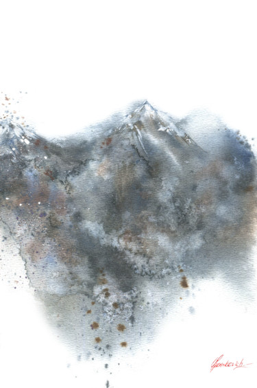 Malerei mit dem Titel "Alpine expression" von Julia Bunkevich, Original-Kunstwerk, Aquarell