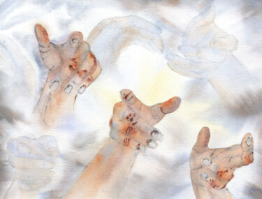Pintura titulada "The touch of an ang…" por Julia Bunkevich, Obra de arte original, Acuarela