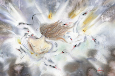 Schilderij getiteld "Swan Lake. Acceptan…" door Julia Bunkevich, Origineel Kunstwerk, Aquarel