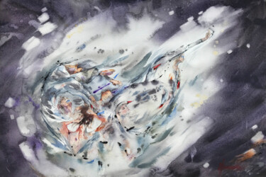 Malerei mit dem Titel "Swan Lake. Liberated" von Julia Bunkevich, Original-Kunstwerk, Aquarell
