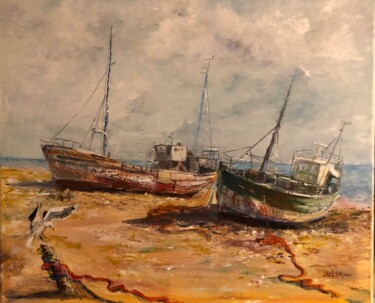 Peinture intitulée "vieux bateaux à Cam…" par Julia Colletto, Œuvre d'art originale, Acrylique