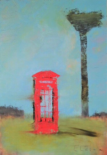 Schilderij getiteld "Wrong number. Red p…" door Julia Elkina, Origineel Kunstwerk, Olie