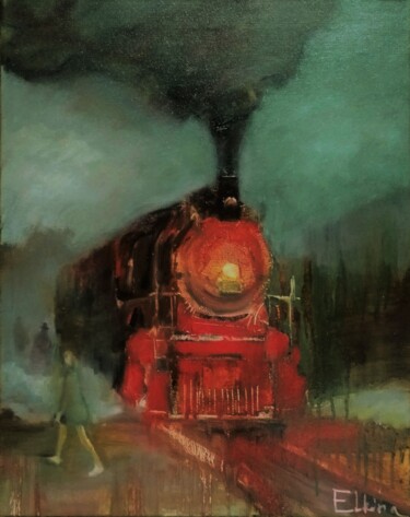 Картина под названием "Locomotive breath" - Julia Elkina, Подлинное произведение искусства, Масло