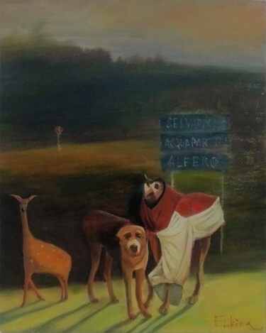 Malerei mit dem Titel "On the road" von Julia Elkina, Original-Kunstwerk, Öl