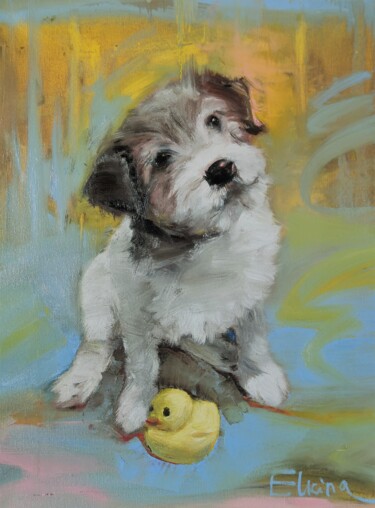 Painting titled "Duck!" by Julia Elkina, Original Artwork, Oil