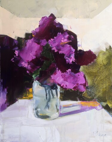 Painting titled "Lilac bouquet" by Julia Elkina, Original Artwork, Oil