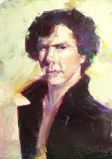 Painting titled "Sherlock" by Julia Elkina, Original Artwork, Oil