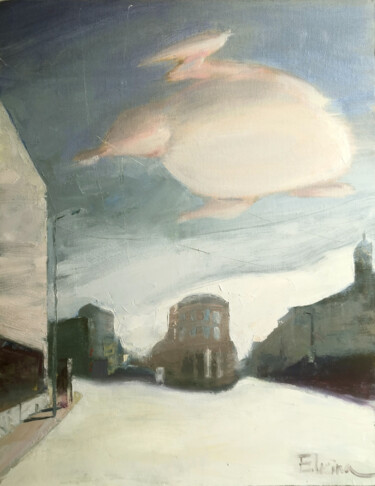 Pintura intitulada "Empty city" por Julia Elkina, Obras de arte originais, Óleo
