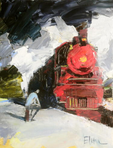 Painting titled "Station" by Julia Elkina, Original Artwork, Oil