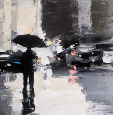 Pintura intitulada "Rainy" por Julia Elkina, Obras de arte originais, Óleo