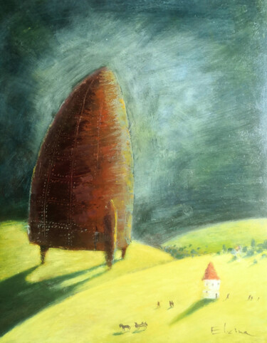 Schilderij getiteld "Iron age" door Julia Elkina, Origineel Kunstwerk, Olie