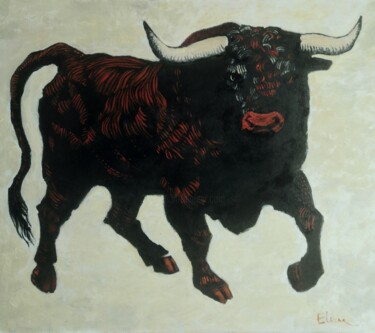 Ζωγραφική με τίτλο "Bull" από Julia Elkina, Αυθεντικά έργα τέχνης, Λάδι