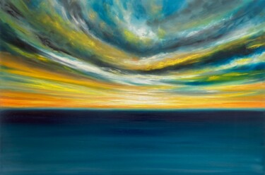 Картина под названием "While the Sky Was W…" - Julia Everett, Подлинное произведение искусства, Масло Установлен на Деревянн…