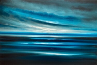 Painting titled "Blue in the Black S…" by Julia Everett, Original Artwork, Oil Mounted on Wood Stretcher frame