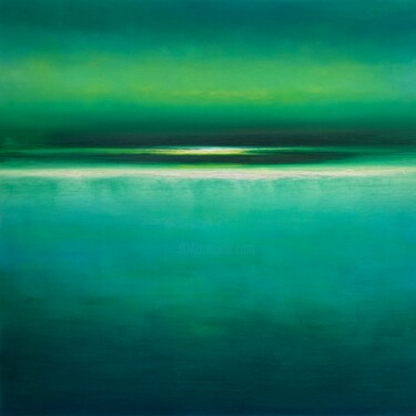 Peinture intitulée "High Tide and Green" par Julia Everett, Œuvre d'art originale, Huile Monté sur Châssis en bois