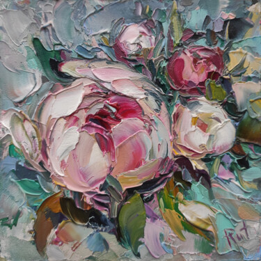 Pittura intitolato "Peonies" da Julia Fomina, Opera d'arte originale, Olio